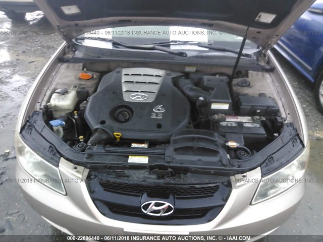 5NPEU46F86H053649 - 2006 HYUNDAI SONATA GLS/LX GOLD photo 10