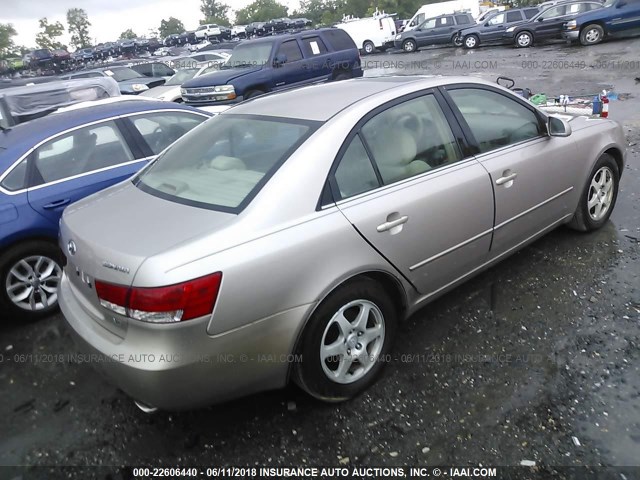 5NPEU46F86H053649 - 2006 HYUNDAI SONATA GLS/LX GOLD photo 4