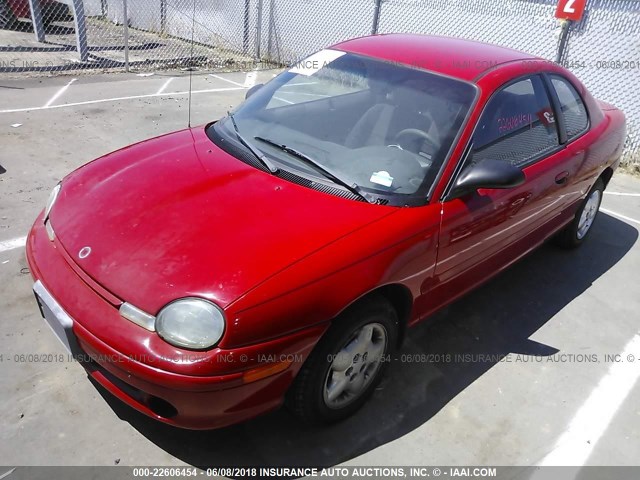 1P3ES22YXWD589431 - 1998 PLYMOUTH NEON RED photo 2