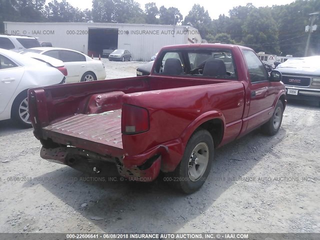 1GCCS1445WK163377 - 1998 CHEVROLET S TRUCK S10 RED photo 4