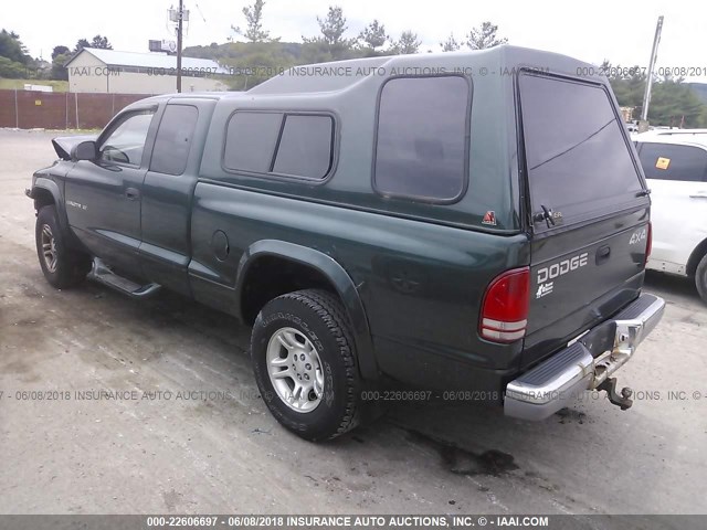 1B7GG42X42S556623 - 2002 DODGE DAKOTA SLT GREEN photo 3