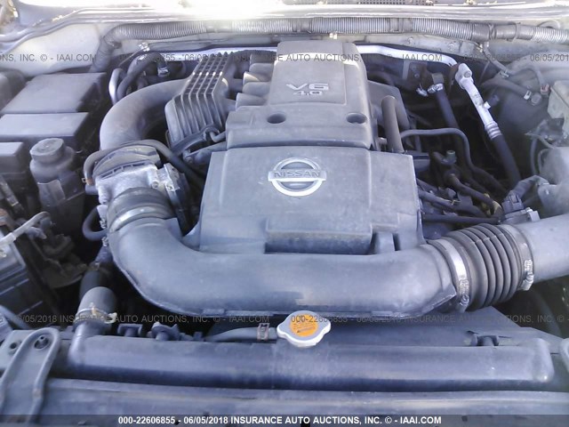 5N1AR18W26C662996 - 2006 NISSAN PATHFINDER LE/SE/XE SILVER photo 10