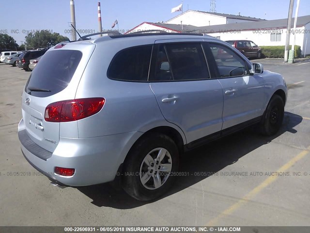 5NMSG13D37H111080 - 2007 HYUNDAI SANTA FE GLS BLUE photo 4