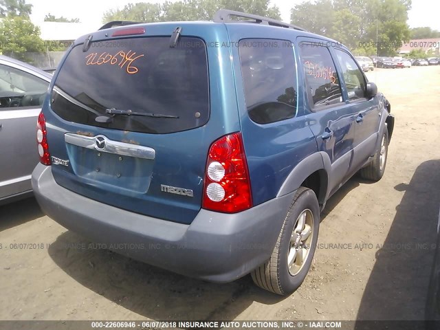 4F2YZ02Z65KM01746 - 2005 MAZDA TRIBUTE I TEAL photo 4