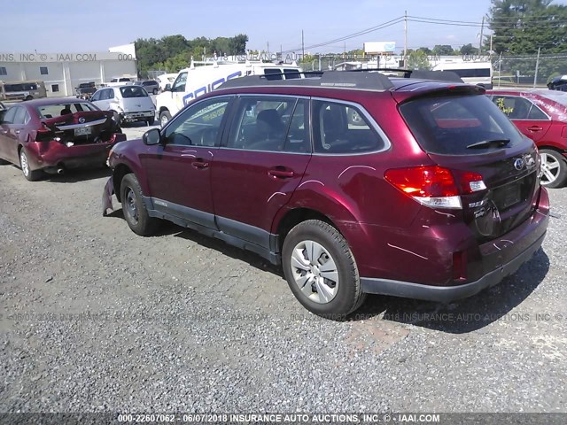 4S4BRBAC9C3213479 - 2012 SUBARU OUTBACK 2.5I MAROON photo 3