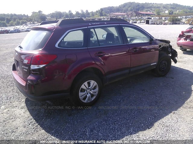 4S4BRBAC9C3213479 - 2012 SUBARU OUTBACK 2.5I MAROON photo 4