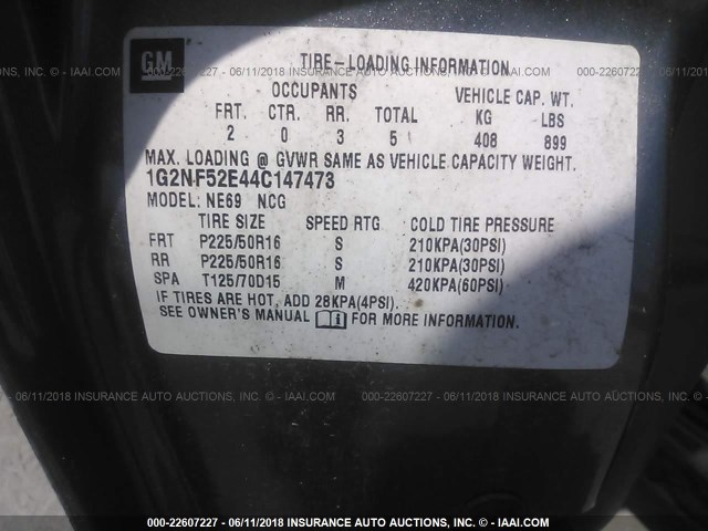 1G2NF52E44C147473 - 2004 PONTIAC GRAND AM SE1 GRAY photo 9