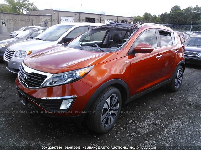 KNDPCCA26D7359874 - 2013 KIA SPORTAGE EX ORANGE photo 2