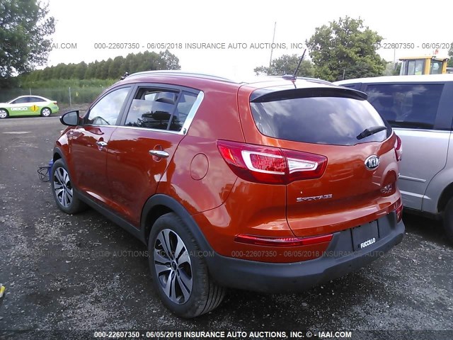 KNDPCCA26D7359874 - 2013 KIA SPORTAGE EX ORANGE photo 3