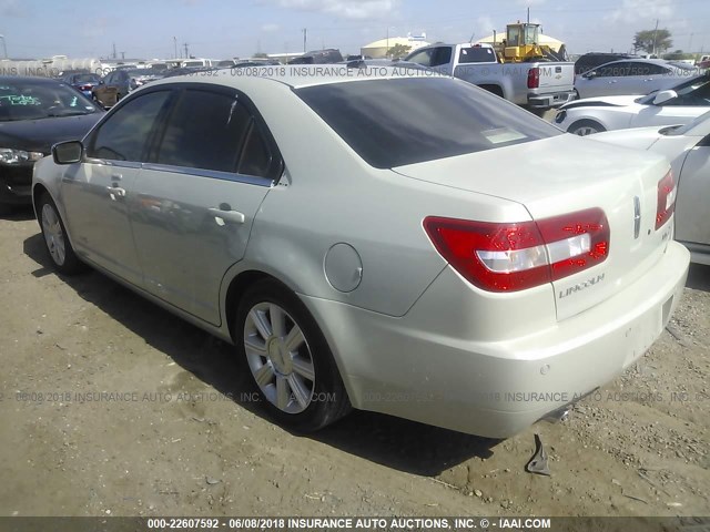 3LNHM26T48R606140 - 2008 LINCOLN MKZ WHITE photo 3