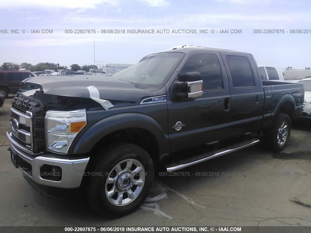 1FT8W3BT2FED07255 - 2015 FORD F350 SUPER DUTY GRAY photo 2