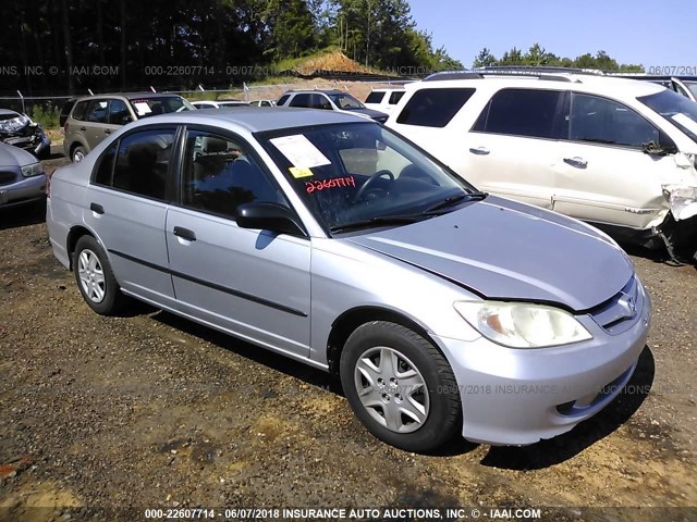 1HGES16395L011383 - 2005 HONDA CIVIC DX VP SILVER photo 1