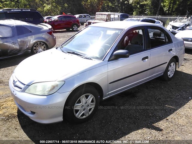 1HGES16395L011383 - 2005 HONDA CIVIC DX VP SILVER photo 2