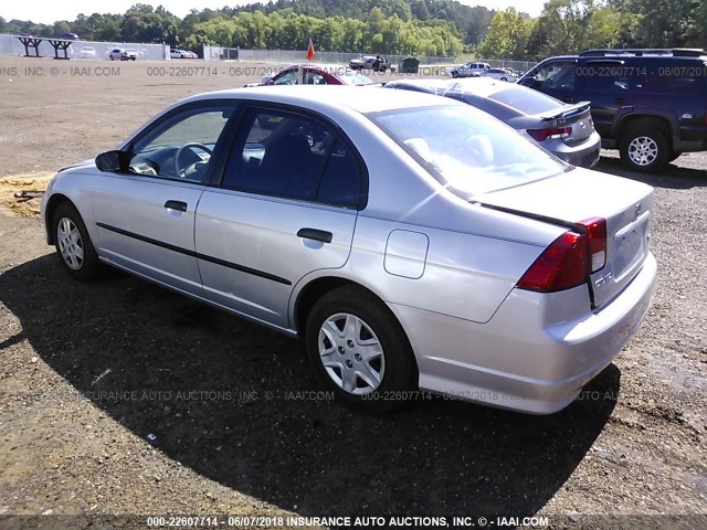 1HGES16395L011383 - 2005 HONDA CIVIC DX VP SILVER photo 3