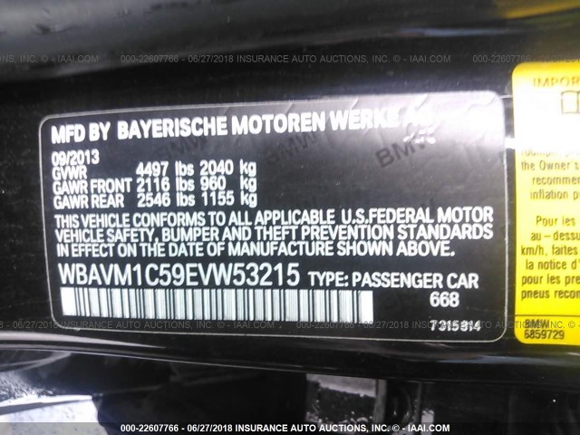 WBAVM1C59EVW53215 - 2014 BMW X1 SDRIVE28I BLACK photo 9