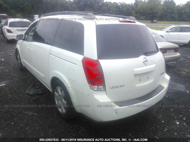 5N1BV28U86N107642 - 2006 NISSAN QUEST S/SE/SL WHITE photo 3