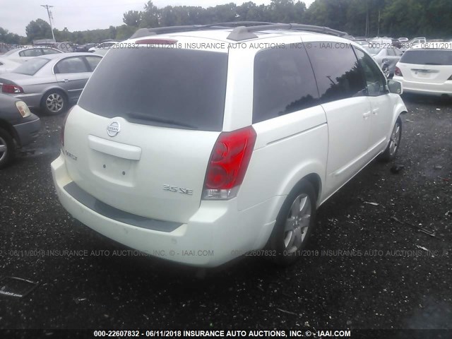 5N1BV28U86N107642 - 2006 NISSAN QUEST S/SE/SL WHITE photo 4