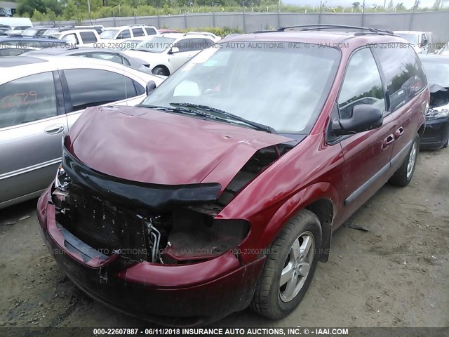 1D4GP45R47B112696 - 2007 DODGE CARAVAN SXT RED photo 2