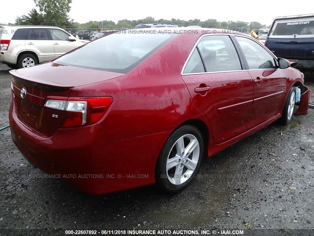 4T1BF1FK9EU783966 - 2014 TOYOTA CAMRY L/SE/LE/XLE RED photo 4