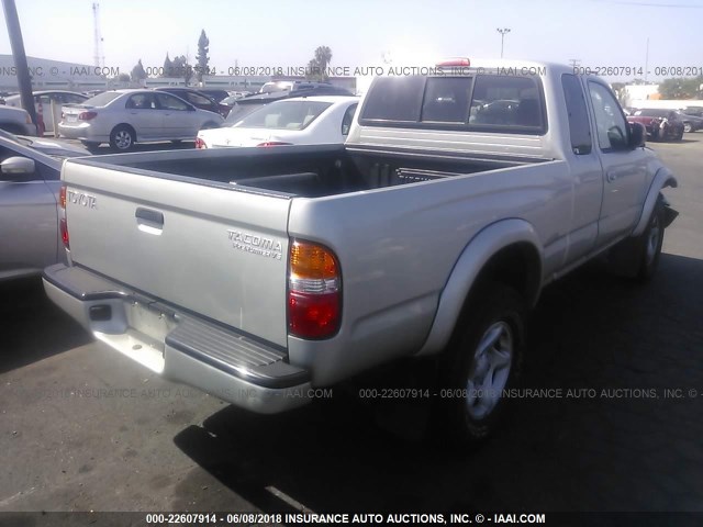 5TESN92N71Z857957 - 2001 TOYOTA TACOMA XTRACAB PRERUNNER ვერცხლისფერი ფოტო 4
