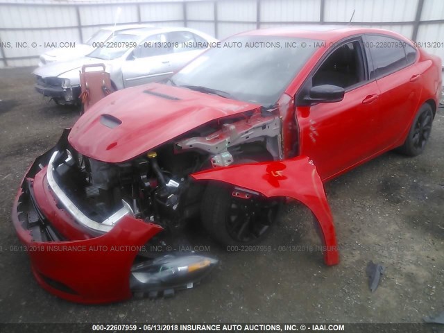 1C3CDFGB6GD802006 - 2016 DODGE DART GT SPORT RED photo 2