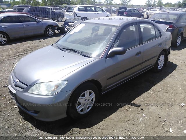 1HGES16385L001539 - 2005 HONDA CIVIC DX VP SILVER photo 2