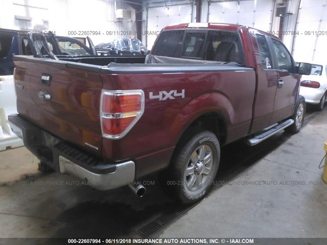 1FTFX1EF6DKE17688 - 2013 FORD F150 SUPER CAB MAROON photo 4