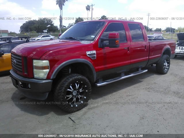 1FTWW31R18ED08638 - 2008 FORD F350 SRW SUPER DUTY RED photo 2