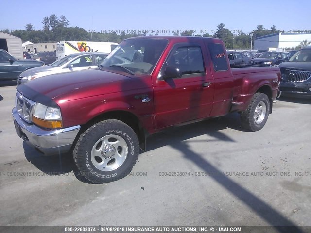 1FTZR15X8YTA59722 - 2000 FORD RANGER SUPER CAB RED photo 2