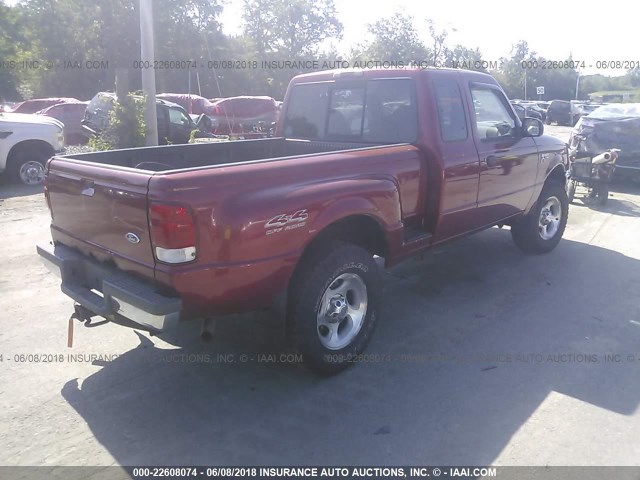 1FTZR15X8YTA59722 - 2000 FORD RANGER SUPER CAB RED photo 4