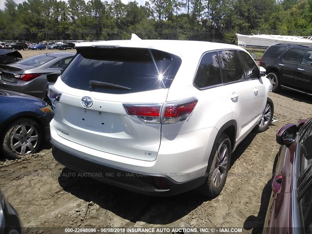 5TDZKRFH8GS182072 - 2016 TOYOTA HIGHLANDER LE/LE PLUS თეთრი ფოტო 4