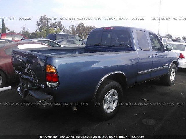 5TBRT34174S452770 - 2004 TOYOTA TUNDRA ACCESS CAB SR5 BLUE photo 4