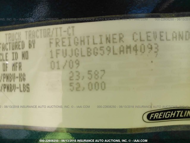 1FUJGLBG59LAM4093 - 2009 FREIGHTLINER CASCADIA 125  Dark Blue photo 10