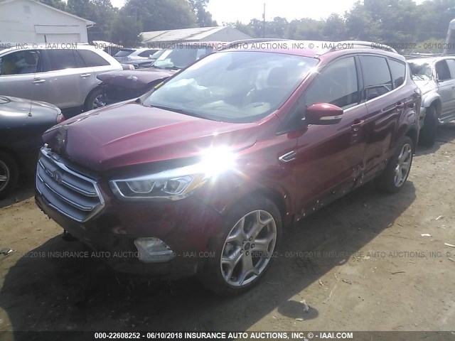 1FMCU0J95HUC72428 - 2017 FORD ESCAPE TITANIUM BURGUNDY photo 2