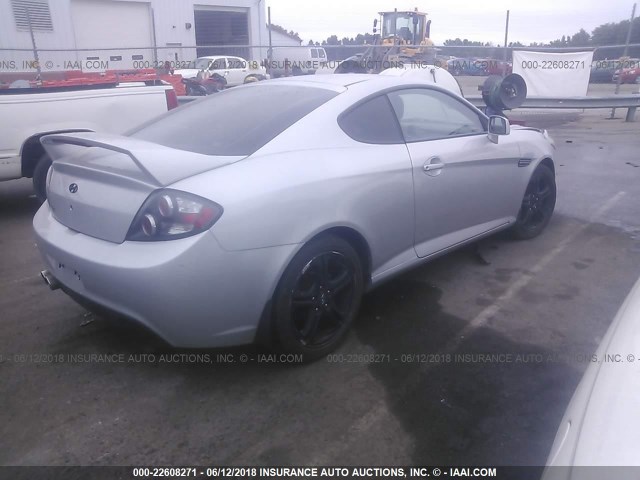 KMHHM66D48U290909 - 2008 HYUNDAI TIBURON GS SILVER photo 4