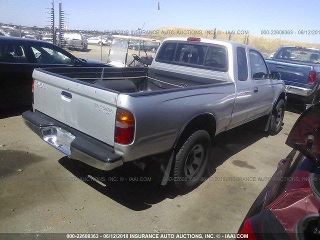 4TASM92N3YZ607006 - 2000 TOYOTA TACOMA XTRACAB PRERUNNER ვერცხლისფერი ფოტო 4