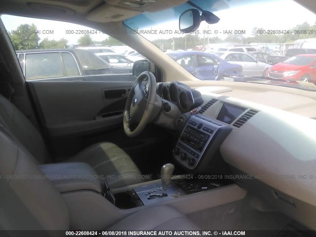 JN8AZ08W75W403615 - 2005 NISSAN MURANO SL/SE/S GOLD photo 5