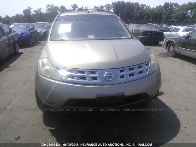 JN8AZ08W75W403615 - 2005 NISSAN MURANO SL/SE/S GOLD photo 6