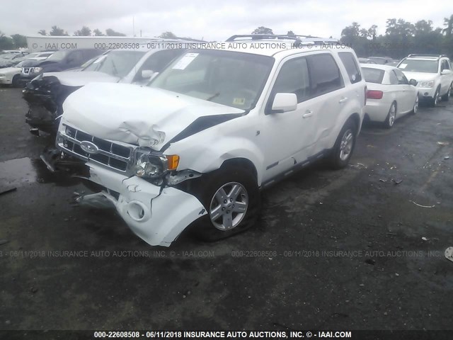 1FMCU49H28KA94606 - 2008 FORD ESCAPE HEV WHITE photo 2