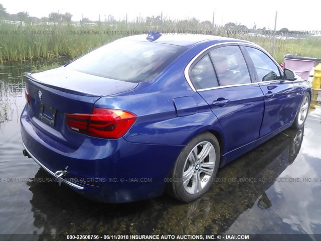 WBA8D9C32HA011294 - 2017 BMW 330 XI BLUE photo 4