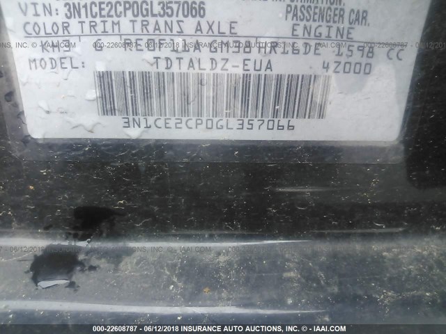 3N1CE2CP0GL357066 - 2016 NISSAN VERSA NOTE S/S PLUS/SV/SL/SR BLACK photo 9