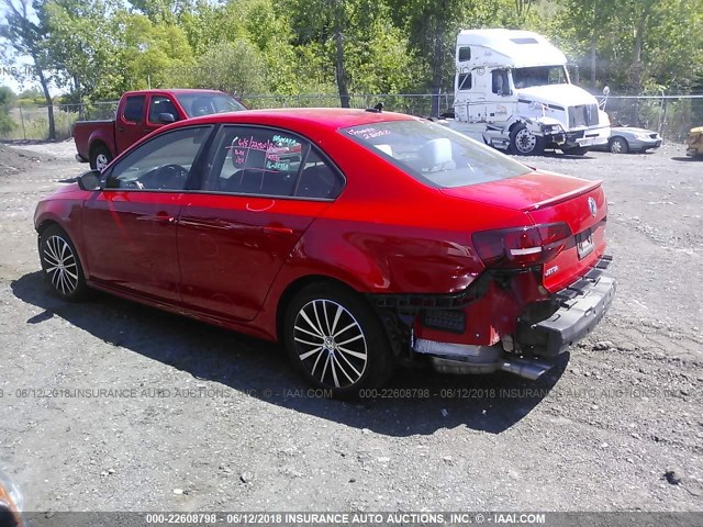 3VWD17AJ4GM269430 - 2016 VOLKSWAGEN JETTA SPORT RED photo 3