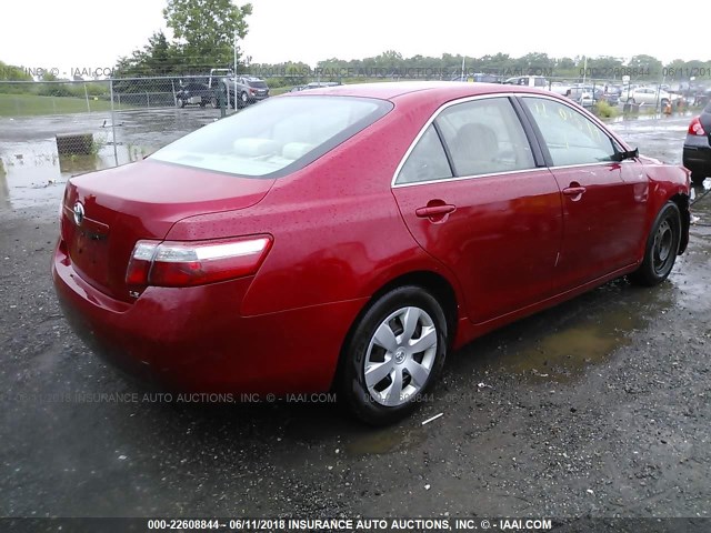 4T1BE46K87U050623 - 2007 TOYOTA CAMRY NEW GENERAT CE/LE/XLE/SE RED photo 4