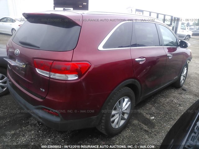 5XYPGDA53HG210593 - 2017 KIA SORENTO LX/L MAROON photo 4