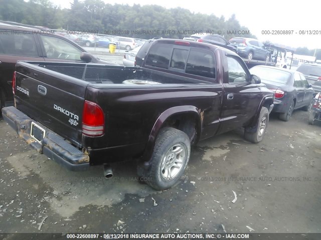 1D7GG16K94S623349 - 2004 DODGE DAKOTA SXT BURGUNDY photo 4