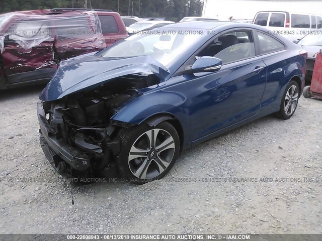 KMHDH6AH4EU027473 - 2014 HYUNDAI ELANTRA COUPE GS/SE BLUE photo 2