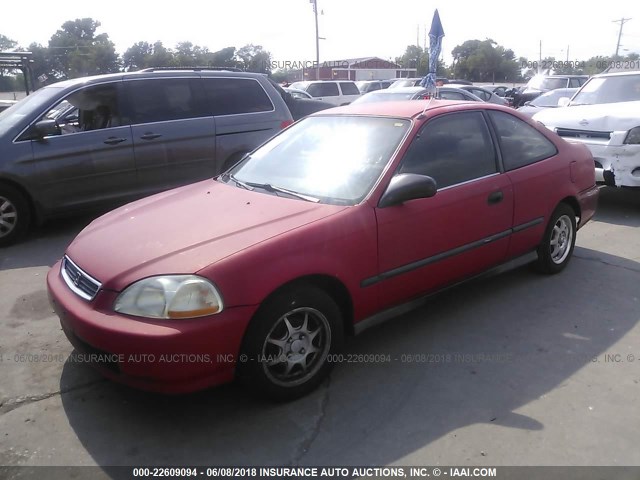 1HGEJ7222VL035933 - 1997 HONDA CIVIC HX RED photo 2