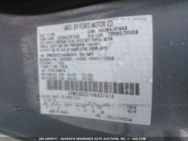 2FMZA52214BA37414 - 2004 FORD FREESTAR SEL BLUE photo 9