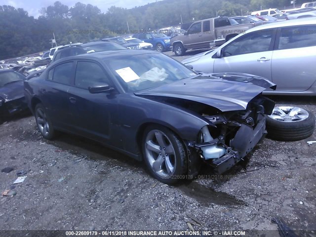 2C3CDXCT0EH353538 - 2014 DODGE CHARGER R/T GRAY photo 1