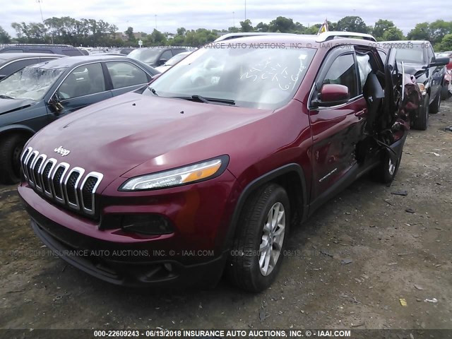 1C4PJLCBXFW560611 - 2015 JEEP CHEROKEE LATITUDE RED photo 2